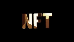 NFT Non-Fungible Token and digital collectibles golden metal shine rotating symbol concept. Glowing and reflection light icon abstract. Seamless and looped rotate 3d animation. - Powered by Shutterstock - Get 15% off with code: PIKWIZARD15