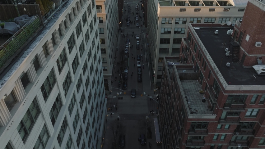 DUMBO, Manhattan Bridge, New York City Aerial Cinematic Drone 4k footage Cityscape Royalty-Free Stock Footage #1090235207