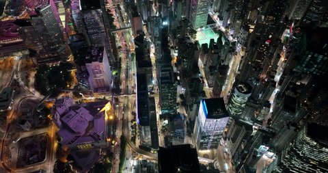 Wan Chai, Hong Kong 06 December 2021: Top down view of Hong Kong business district