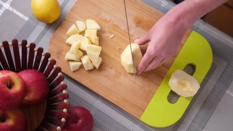 Apple pie preparation series - Cutting Apples for Traditional Homemade Apple Cake