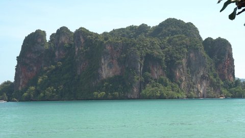 Landscape of limestone Andaman sea in Railay Ao nang Krabi Thailand - sunny day summer