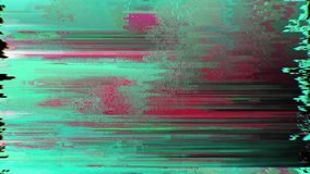 Green pink multicolored screen scratch glitch distortion bad signal effect video broadcasting fail motion design graphic animation futuristic defect connection frequency hack media monitor