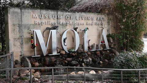 DALLAS, UNITED STATES - Apr 11, 2022: The Museum of Living art entrance sign at Dallas Zoo