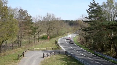 Maasmechelen, Limburg, Belgium - 04 12 2022 - Motorway through the National nature reserve Hoge Kempen