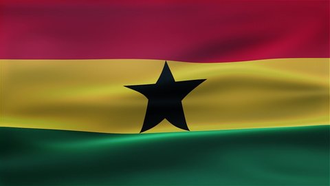 A waving flag on Ghana, country, national, government, world flag.