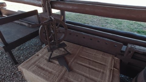 Ancient weaving loom wooden machine