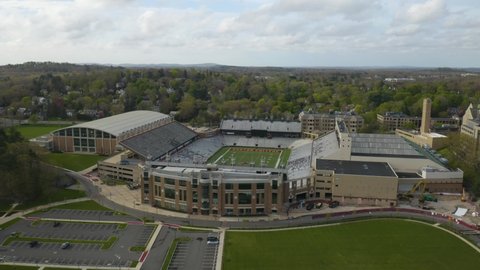 Chestnut Hill , MA , United States - 05 08 2022: Aerial Establishing Shot of Boston College Alumni Stadium