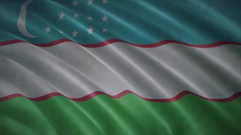 Uzbekistan flag video. 3d Uzbekistan Flag Slow Motion video. Blowing Close Up. Flags resolution Background. flag Closeup 4K video