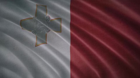 Malta flag video. 3d Malta Flag Slow Motion video. Blowing Close Up. Flags resolution Background. flag Closeup 4K video