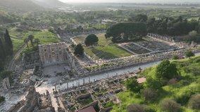 Ephesus Ancient City Drone Video, Selcuk Izmir Turkey