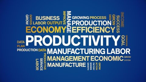 Productivity animated tag word cloud,text design animation kinetic typography seamless loop. 