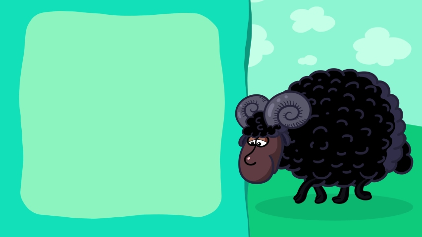 Cartoon character ram sheep farm village animal walking loop animation for titles. Cute intro frame included, seamless loop.  | Shutterstock HD Video #1090267499