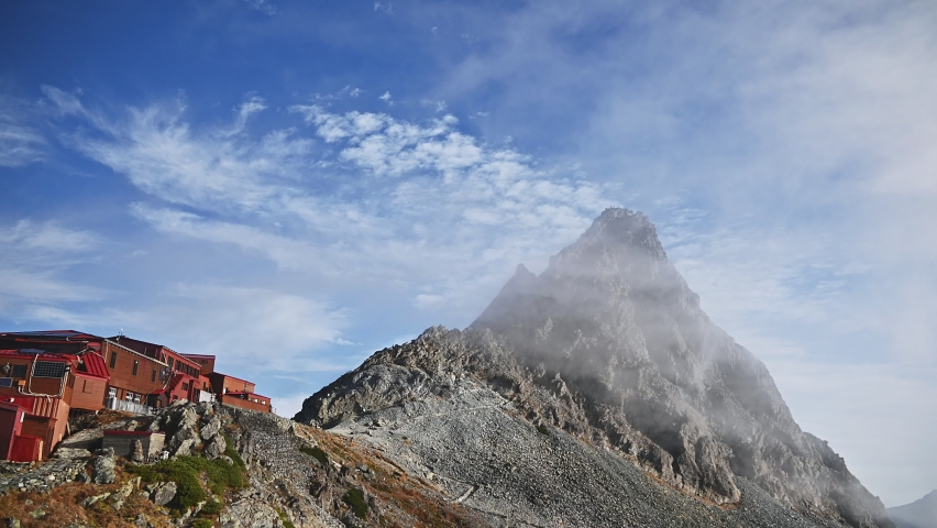 Flowing clouds and Mt. Yarigatake