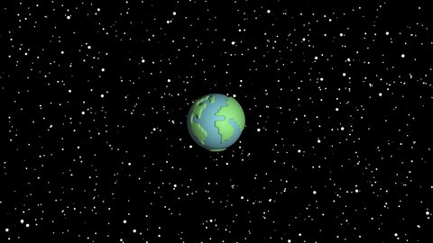 3D animation of a cartoon earth exploding into pieces. 
