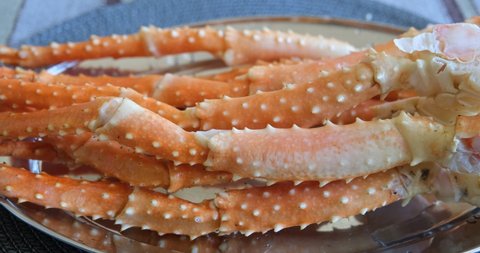crab legs. boiled king crab legs.