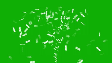 Falling currency notes motion graphics with green screen background