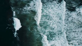 Andaman seascape big wave in storm  Aerial view video Top-down view drone camera high quality video.