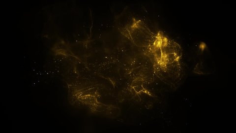 4K Abstract motion background animation shining particles stars sparks and magic dust forming in space wave flow with light rays and projections seamless loop.

