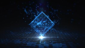 Blue Digital Cube Circle Rotation, Technology and Metaverse, Technology Digital Data Network and Blockchain Connection, Abstract Background - Powered by Shutterstock - Get 15% off with code: PIKWIZARD15