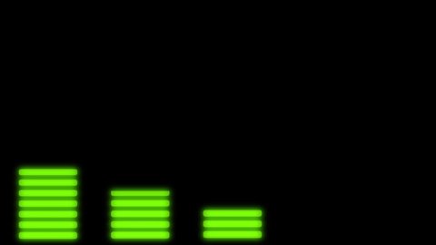 Digital audio equalizer green lights on black black background animation 