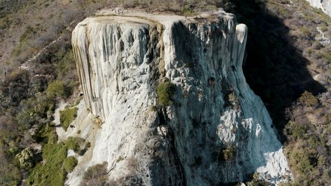 oaxaca , mexico , Mexico - 05 12 2022: Top view of Hierve el Agua natural travertine rock formations in San Lorenzo Albarradas, Oaxaca, Mexico