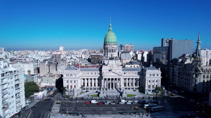 Aerial City National Congress At Buenos Aires Buenos Aires Argentina. Downtown Landscape Of Tower. Capital Of Downtown Vacation Travel. Latin America Vibrant. Royalty-Free Stock Footage #1090282825