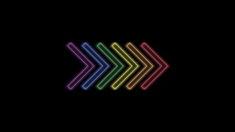 Color picture of lgbt arrows on a black background. LGBT arrows point to the right. Distortion liquid style transition icon for your project. 4K video animation for motion graphics and compositing.