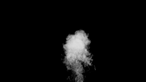 Abstract white smoke in slow motion. Smoke, Cloud of cold fog in light spot background. Light, white, fog, cloud, black background, 4k, ice smoke cloud. Floating fog.