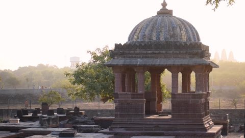Scenic view of Indian architecture old ruined Chhatardi during morning, at Bhuj, Gujarat, India