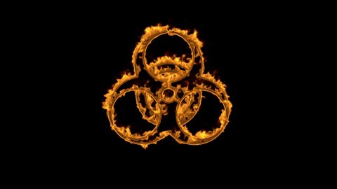 Biohazard Symbol Burning With Luma Matte