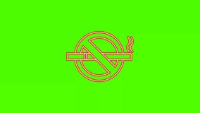 Illustration animation cartoon of neon no smoking icon blink effect with black screen background