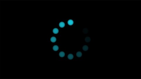Glow blue loading futuristic circle ring animation on black background