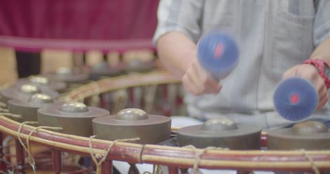 Thai musical instruments.Khong wong is the most important musical instrument. acting as the main melody
