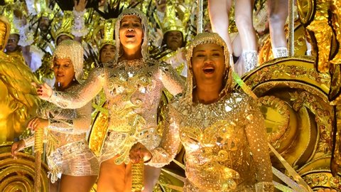 Rio, Brazil - april 21, 2022: Samba School Imperatriz in the Rio Carnival, held at the Marques de Sapucai Sambadrome