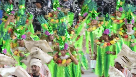 Rio, Brazil - april 21, 2022: Samba School Academics de Santa Cruz in the Rio Carnival, held at the Marques de Sapucai Sambadrome