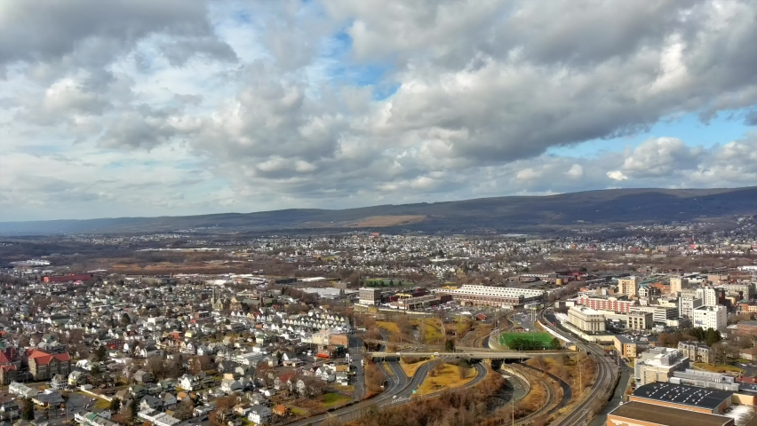 Scenic aerial views of Scranton, Pennsylvania. 
