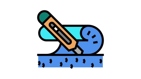 stationery knife color icon animation