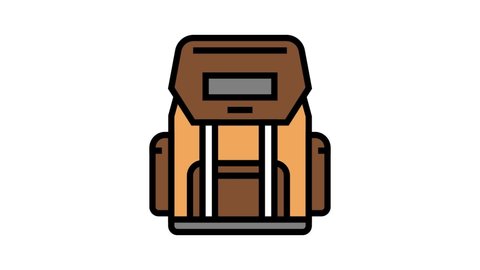 hiking backpack for hunting color icon animation
