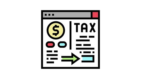 payment of taxes and fees color icon animation