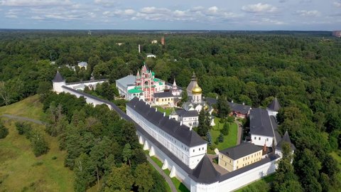 View of Savvino-Storozhevsky Monastery on sunny summer day. Zvenigorod, Moscow Oblast, Russia.