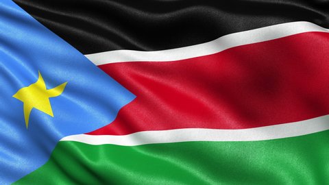 South Sudan Flag Seamless Loop. 3D animation.