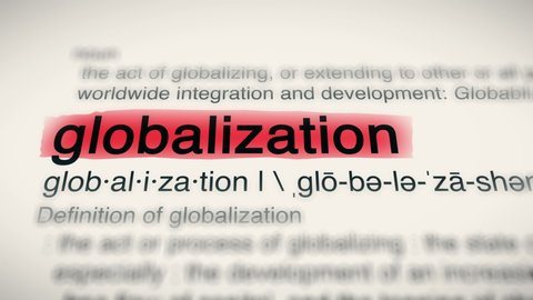 Sukabumi, Indonesia, May 14 2022: The Word Globalization Red Highlighted in a Dictionary Animation