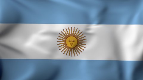 3D animation Flag Waving in slow motion Fill Frame - Argentina