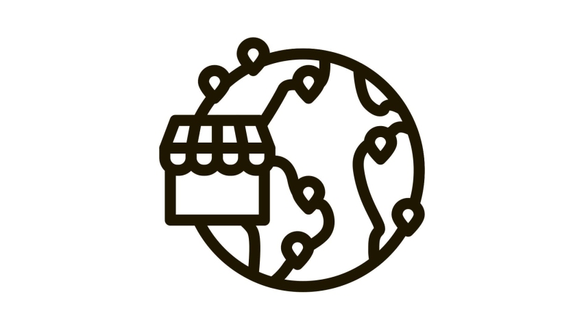 wordwide shop location Icon Animation line
