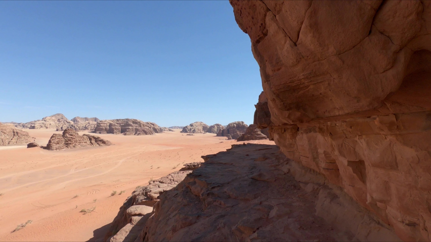 Wadi Rum panoramic views of desert and rocks | Shutterstock HD Video #1090316407