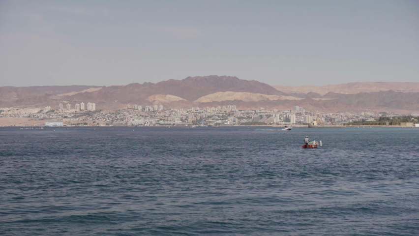 Aqaba city beach view and harbor near Eilat | Shutterstock HD Video #1090316631