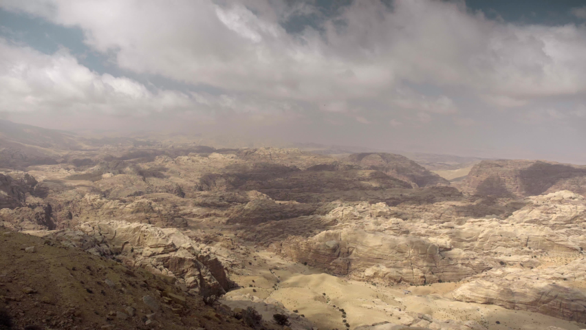 Desert panoramic view in Jordan near PEtra | Shutterstock HD Video #1090316651