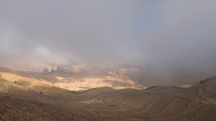 Desert panoramic view in Jordan near PEtra | Shutterstock HD Video #1090316653