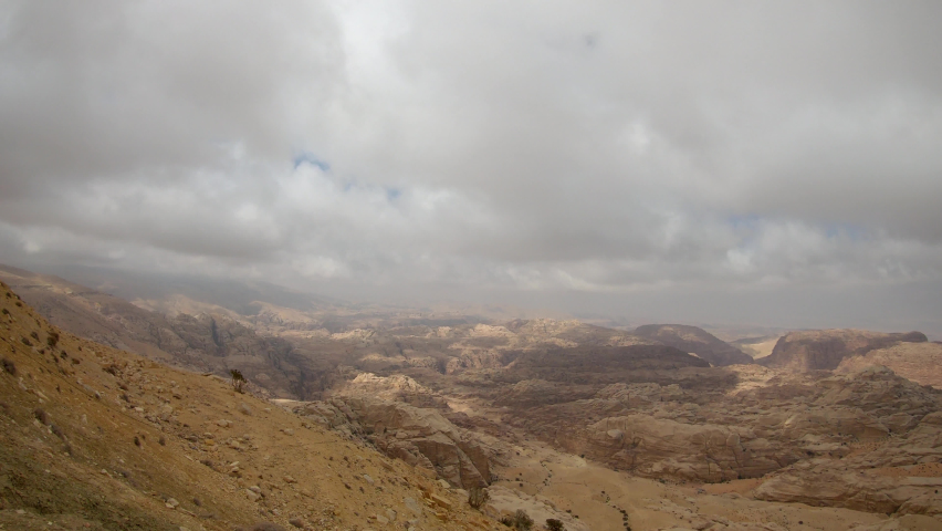 Desert panoramic view in Jordan near PEtra | Shutterstock HD Video #1090316655