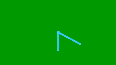 Animated clock hands. blue watch. Concept of time, deadline. Looped video. Vector illustration isolated on green background.